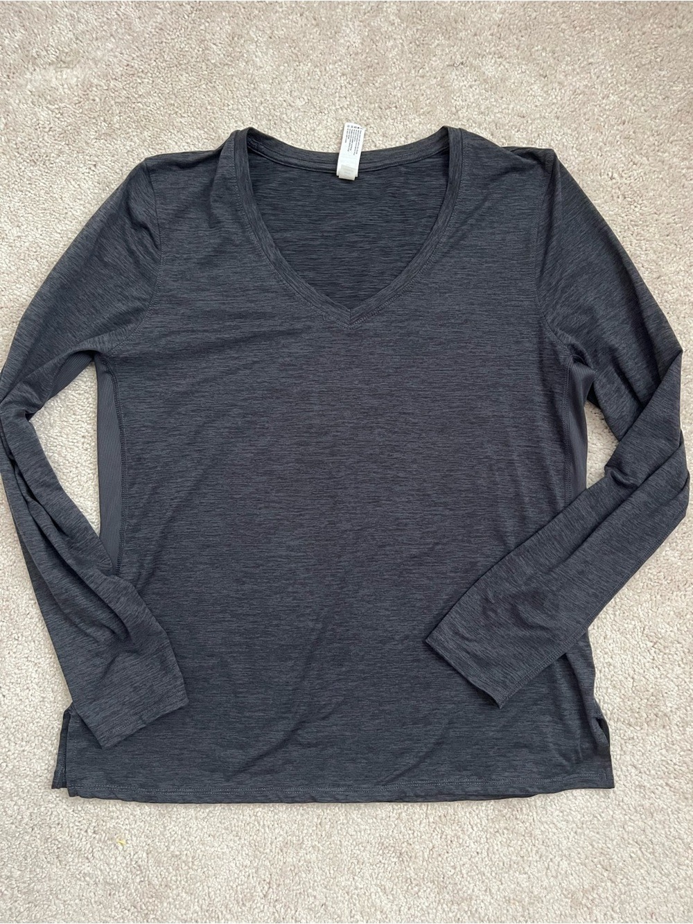 Velocity Charcoal Gray V-Neck Long Sleeve Top